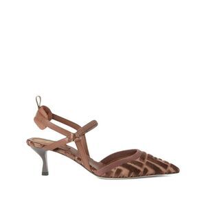 FENDI Iconic Motif Velvet Kitten Heel Pumps Women BROWN